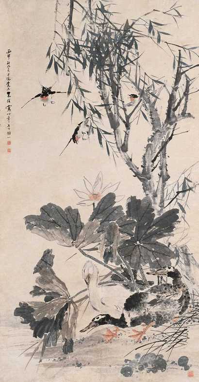 朱梦芦 花鸟图 立轴